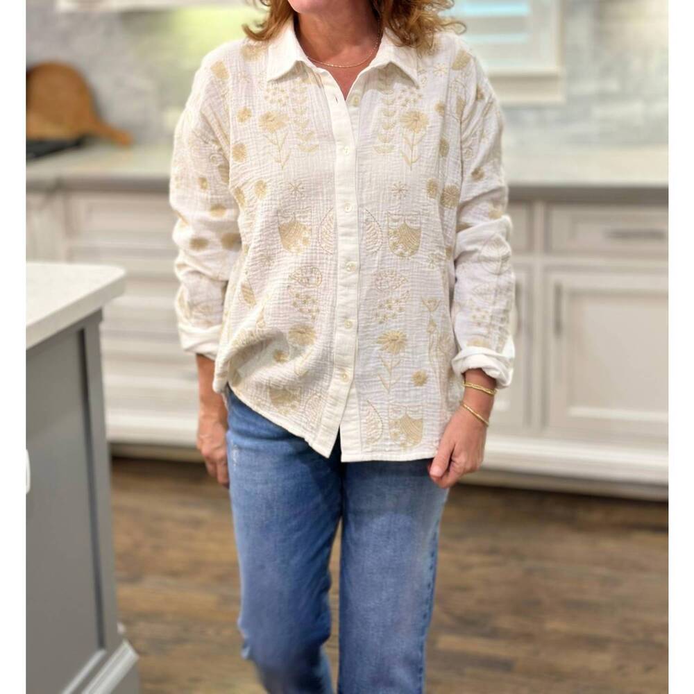NEW IVY JANE flock of birds shacket in white